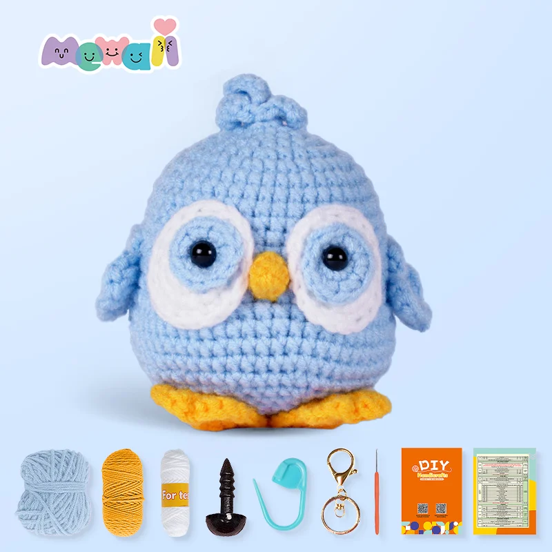 Mewaii Crochet Bird Kits Crochet Animals Complete DIY Knitting Kit with Easy Yarn Step-by-Step Video Tutorials