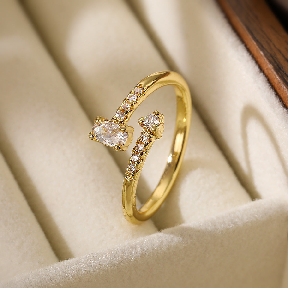 Minimalist Women Irregular Geometric Copper Inlay Rings