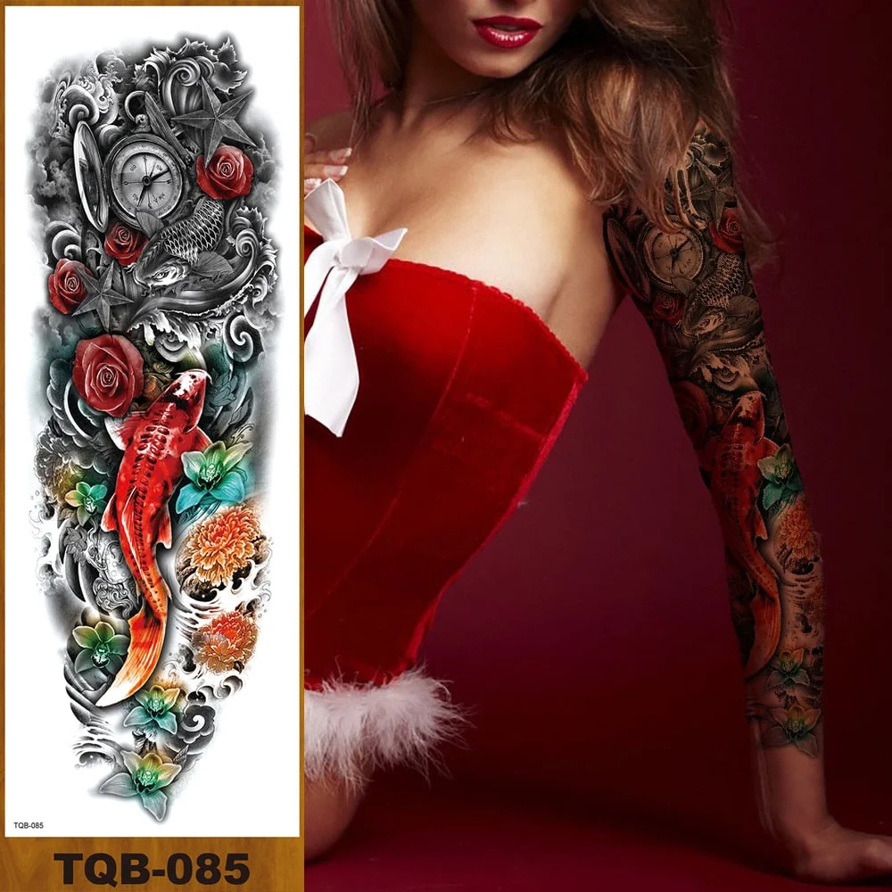 Full Flower Arm Temporary Tattoo Sticker Men Women Adult Girl Body Leg Sexy Fake Tatoo Butterfly Fairy Hummingbird Colorful Tree