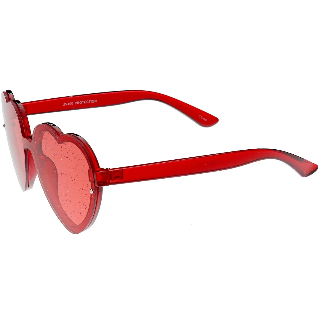 Women's Translucent Rimless Heart glasses Glitter Lens 52mm