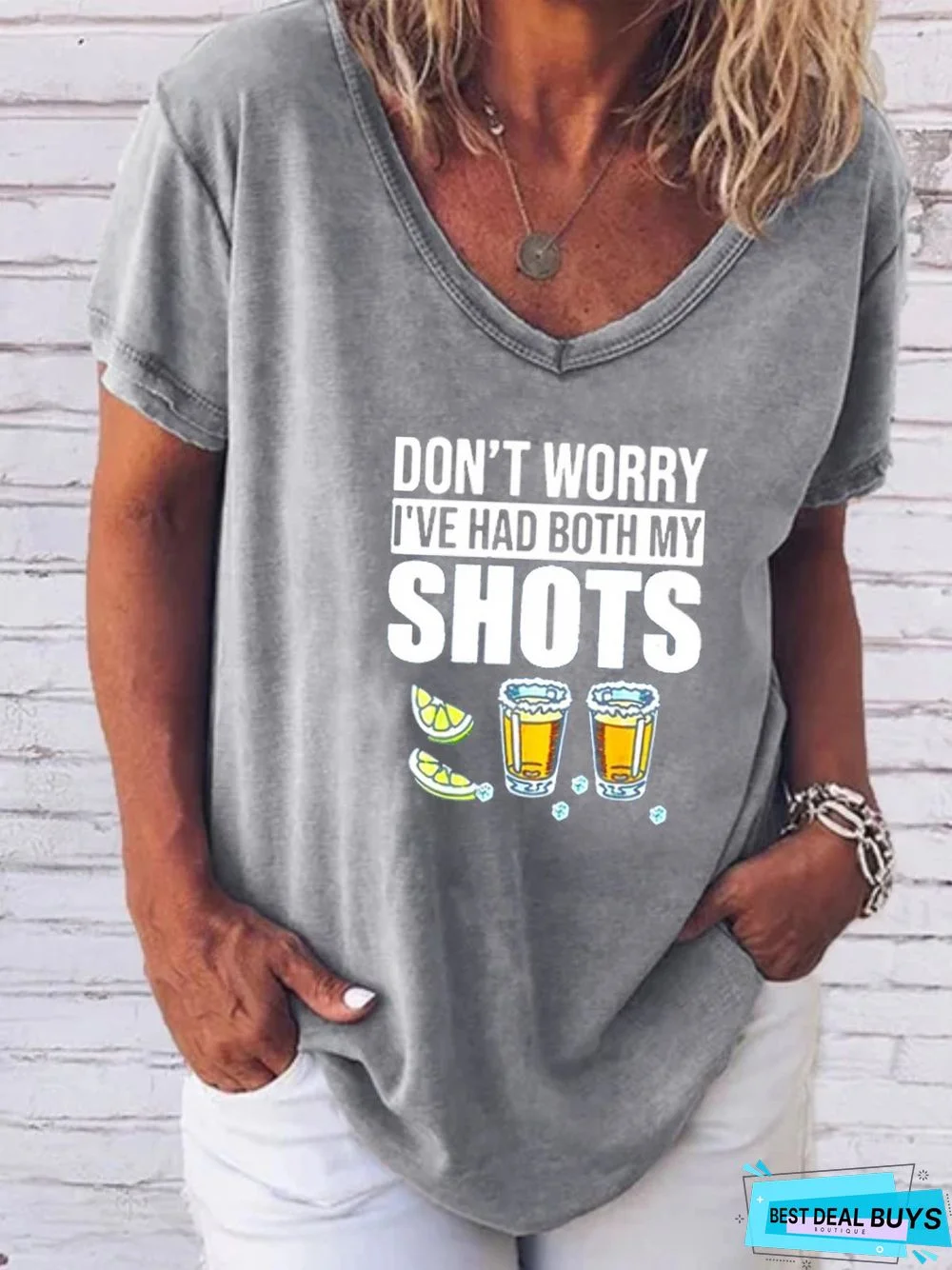 Short Sleeve V Neck Printed Top T-shirt