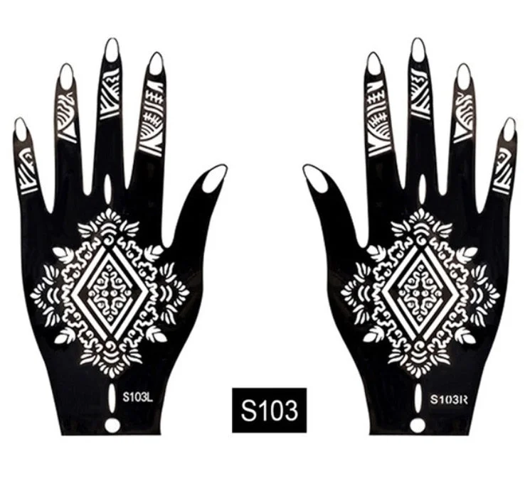 2Pcs/Set Temporary Tattoo stencil 25 designs Body Art Men Women Indian Henna pattern Beauty Waterproof Fake Arm Hand Reuse tatoo