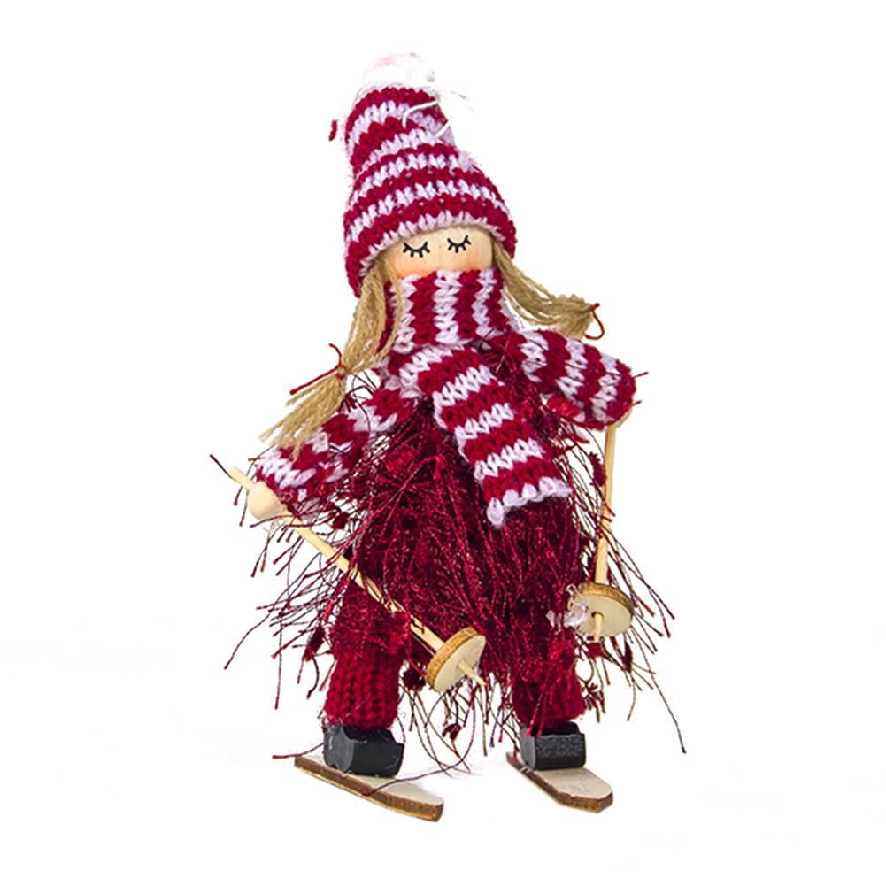 

Wood Skiing Angel Doll Tassel Christmas Tree Ornaments New Year Home Decor, 501 Original
