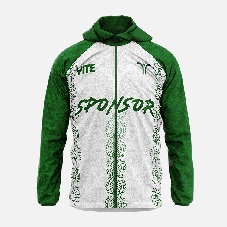 YITE |LF24-008- White  And Green Windbreaker Jacket