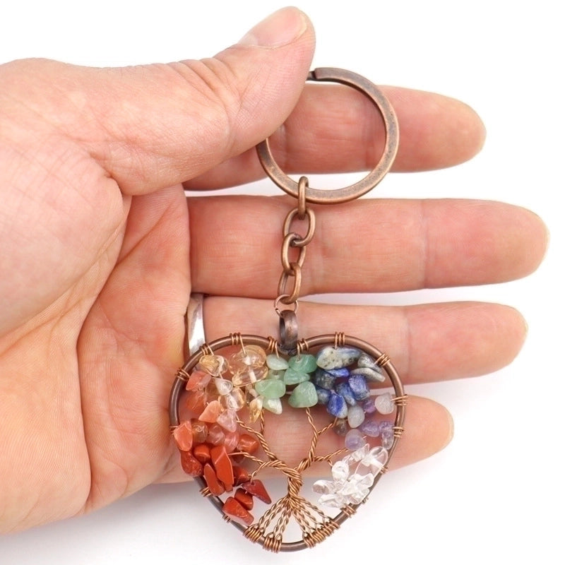 Fashion Tree Natural Stone Copper Beaded Women’s Keychain 1 Piece