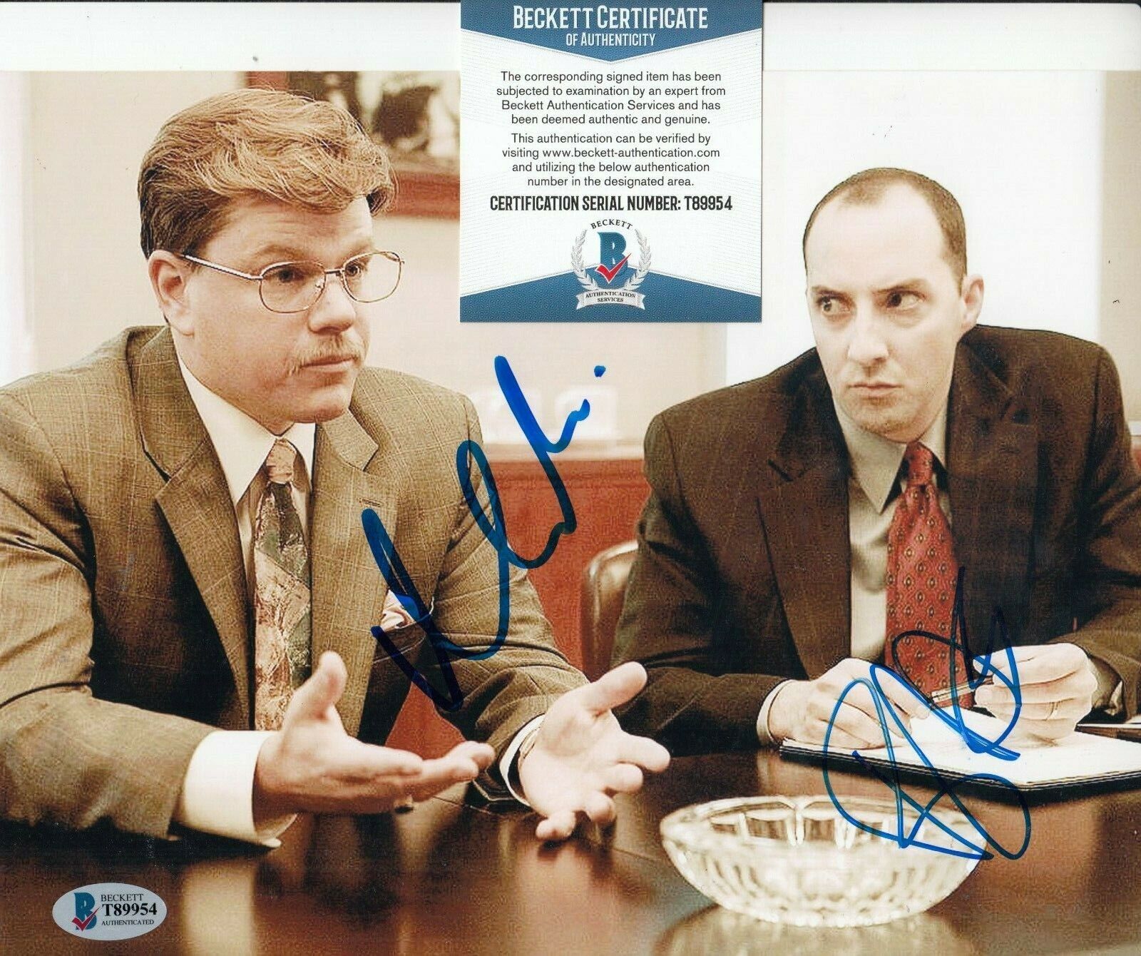 MATT DAMON and TONY HALE signed (THE INFORMANT) Movie 8X10 BECKETT BAS T89954