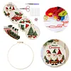 4pcs Christmas-DIY Embroidery Kit with Pattern Cotton Threads Needles Hoop Scissor 30*30cm tapestrymarket