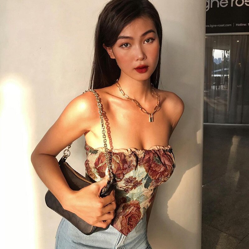 Ootddress Summer Sexy Off-Shoulder Tube Tops 2025 New Strapless Backless Printed Tank Top Vest Vintage Corset Camis Party Clubwear