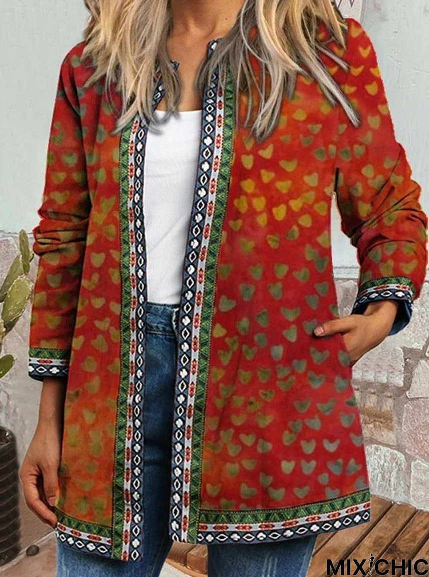 Casual Retro Ethnic Print Long-Sleeved Jacket