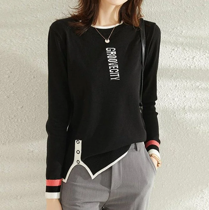 Casual Asymmetric Letter Shirts & Tops QueenFunky