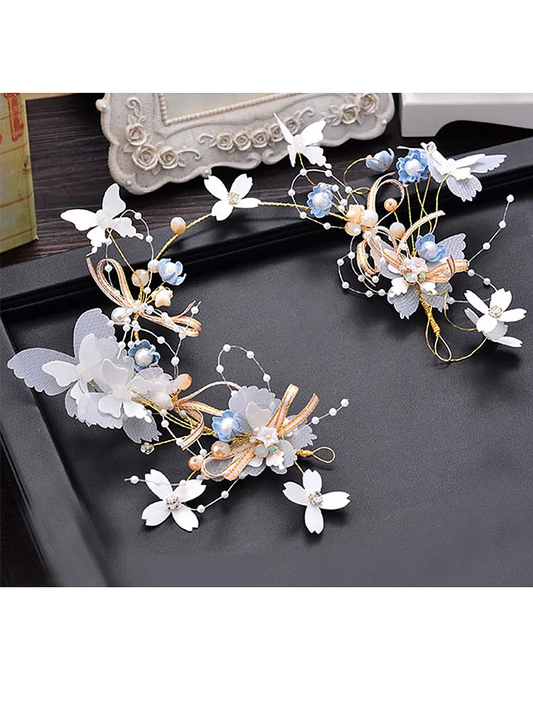 Elegant Faux Pearl Flower Butterfly Alloy Headpiece Headwear