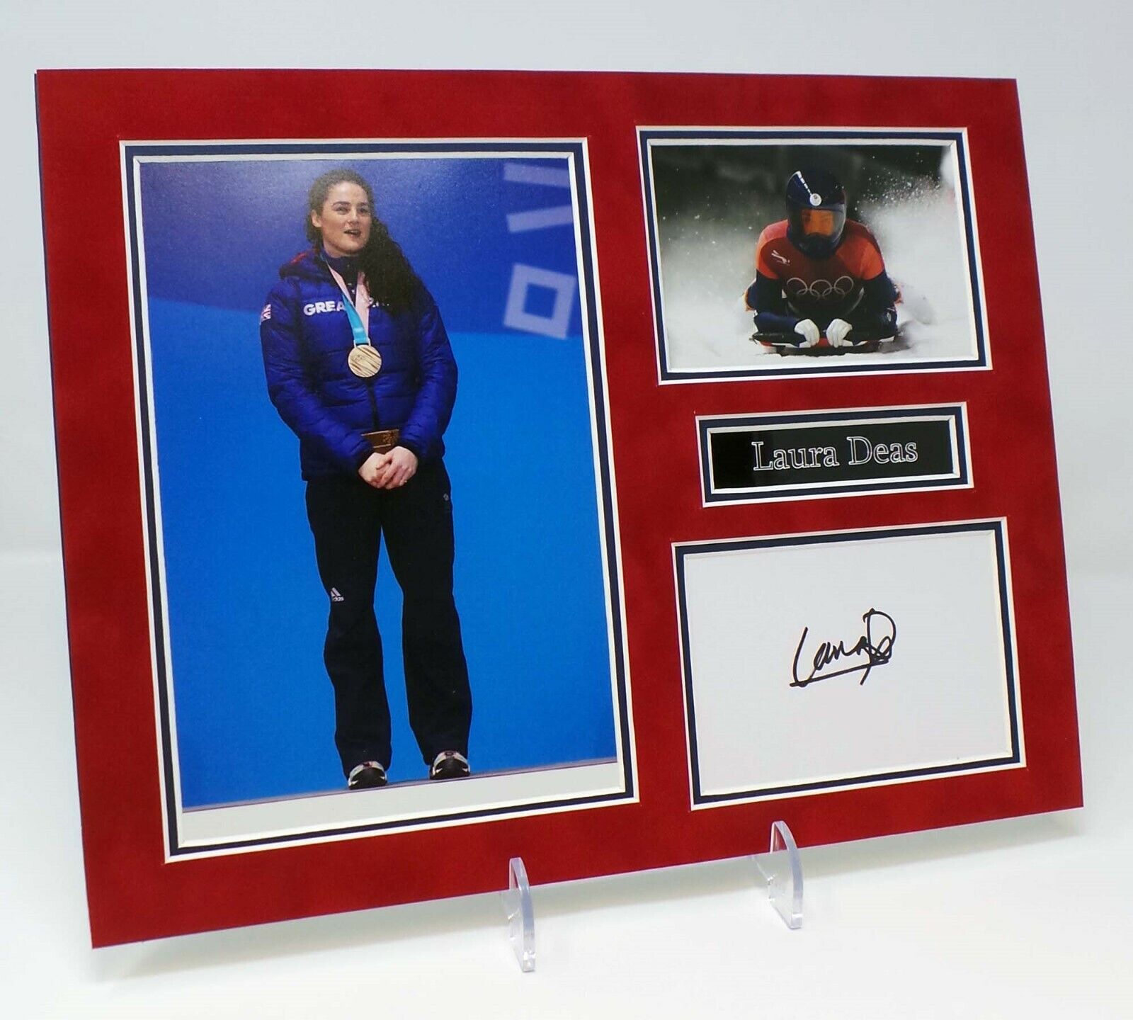 Laura DEAS Signed Mounted Photo Poster painting Display AFTAL COA Skeleton Olympic Medal Winner