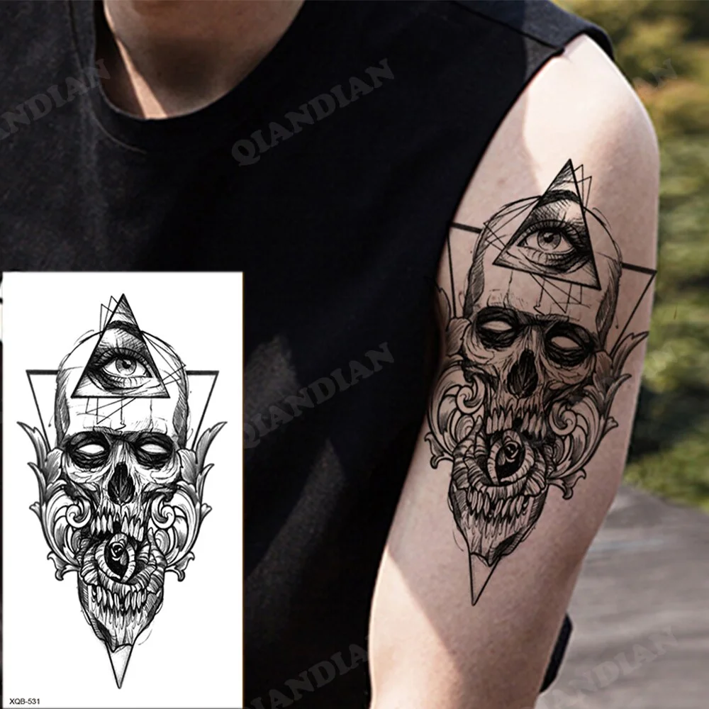 Sdrawing New Waterproof Temporary Tattoo Sticker Forest Lion King Tiger Skull Flash Man Wolf Dragon Body Art Arm Fake Tattoos Women