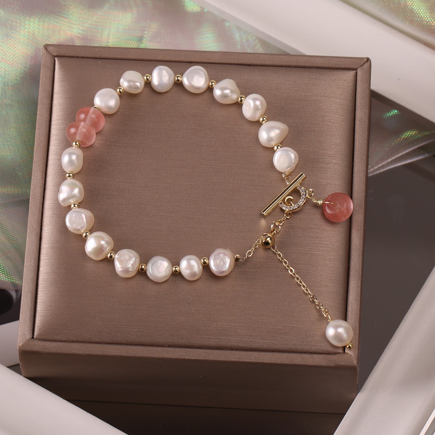 Mature Women Irregular Freshwater Pearl Adjustable Bracelet