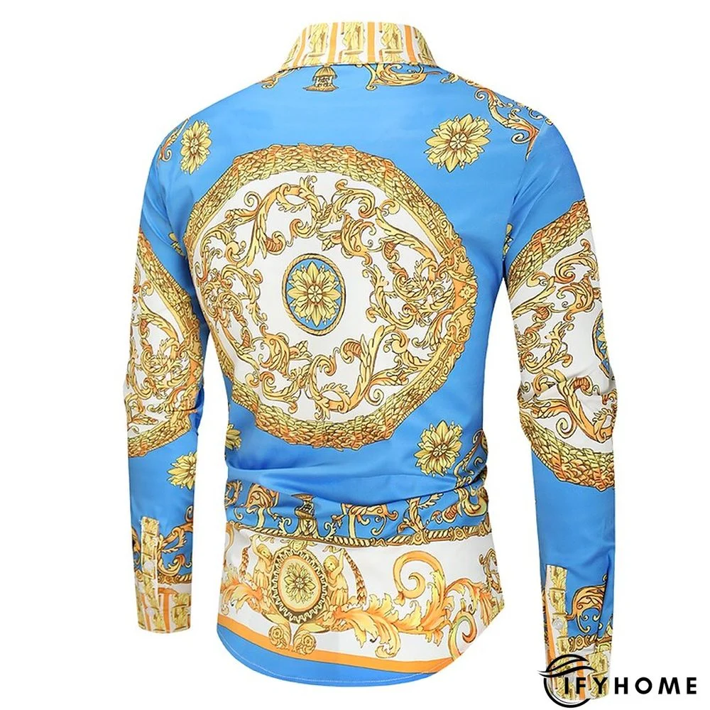 Men's Shirt Prom Shirt Classic Collar Spring &  Fall Long Sleeve Black White Red Geometric Party Casual Clothing Apparel Print | IFYHOME