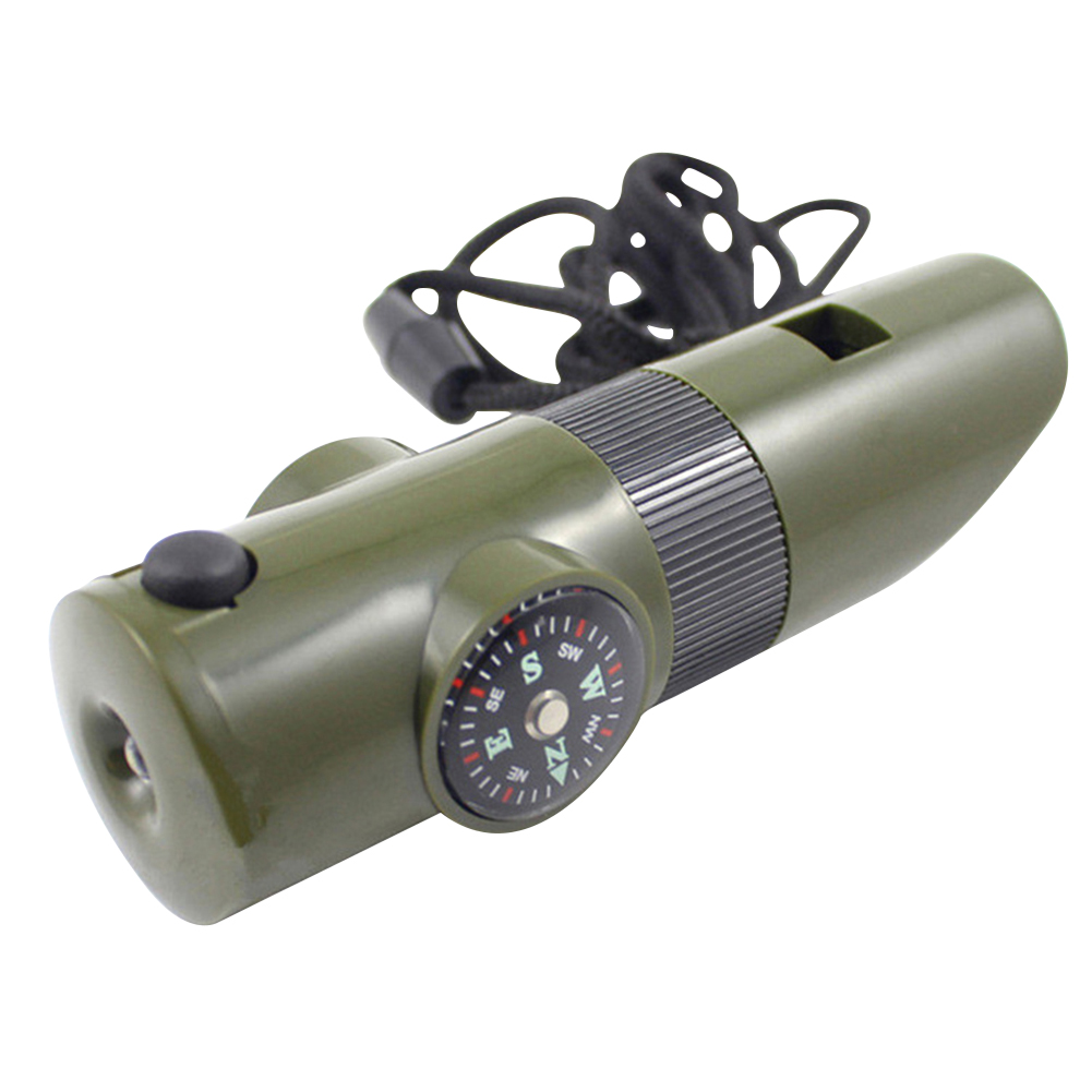 

7 in 1 Trekking Whistle Compass Thermometer Camp Survival Tool, 501 Original