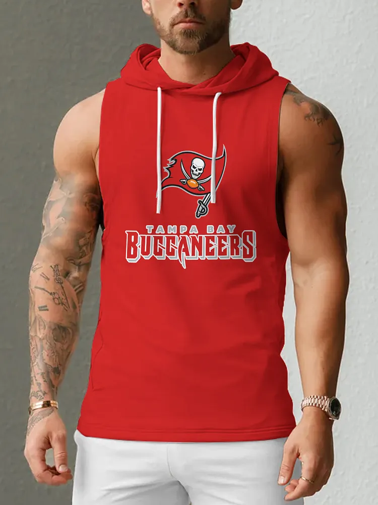 Tampa Bay Buccaneers Men's  Casual Comfy Sleeveless Hooded Tank Top