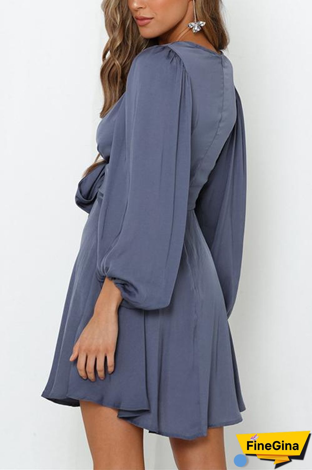 Bow Tie Deep V Neck Mini Dress