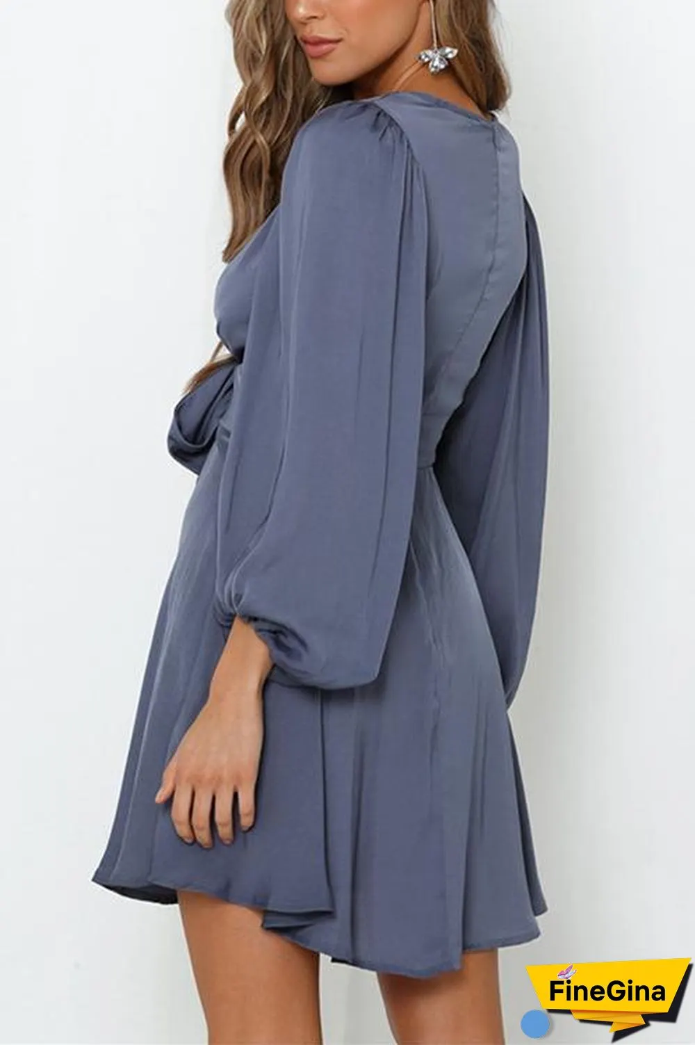 Bow Tie Deep V Neck Mini Dress