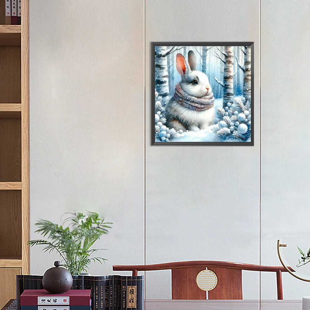 Diamond Painting - Full Round Drill - Winter Rabbit(Canvas|30*30cm)