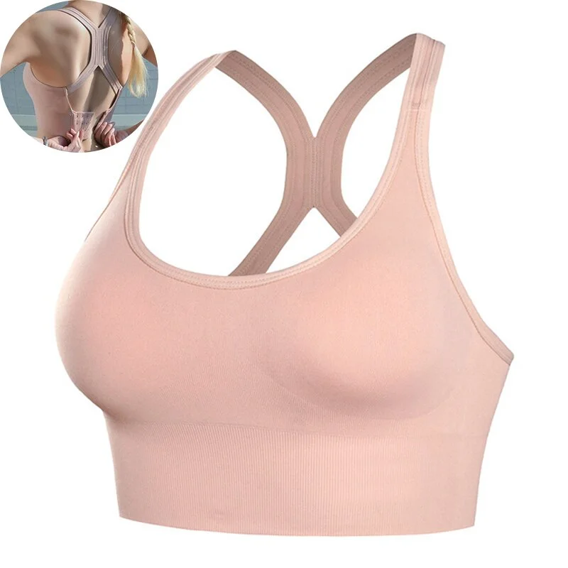 FINETOO Women Sports Crop Top Bralette Halter Backless Camis Cross Fitness Push Up Bra Breathable Lingerie Femme Underwear