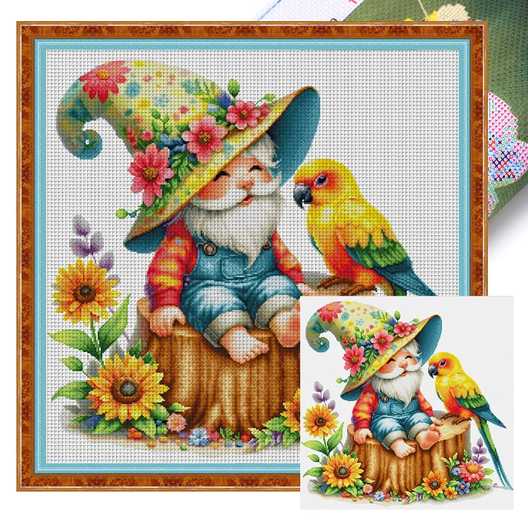 『Spring Brand』Dwarf - 16CT Stamped Egyptian Cotton Thread Cross Stitch(55*55cm)(89Colors)