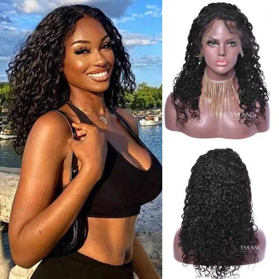 Yvonne Free Shipping Super Curly Human Hair Full Lace Wigs For Black Women Natural Color With Baby Hair Around 