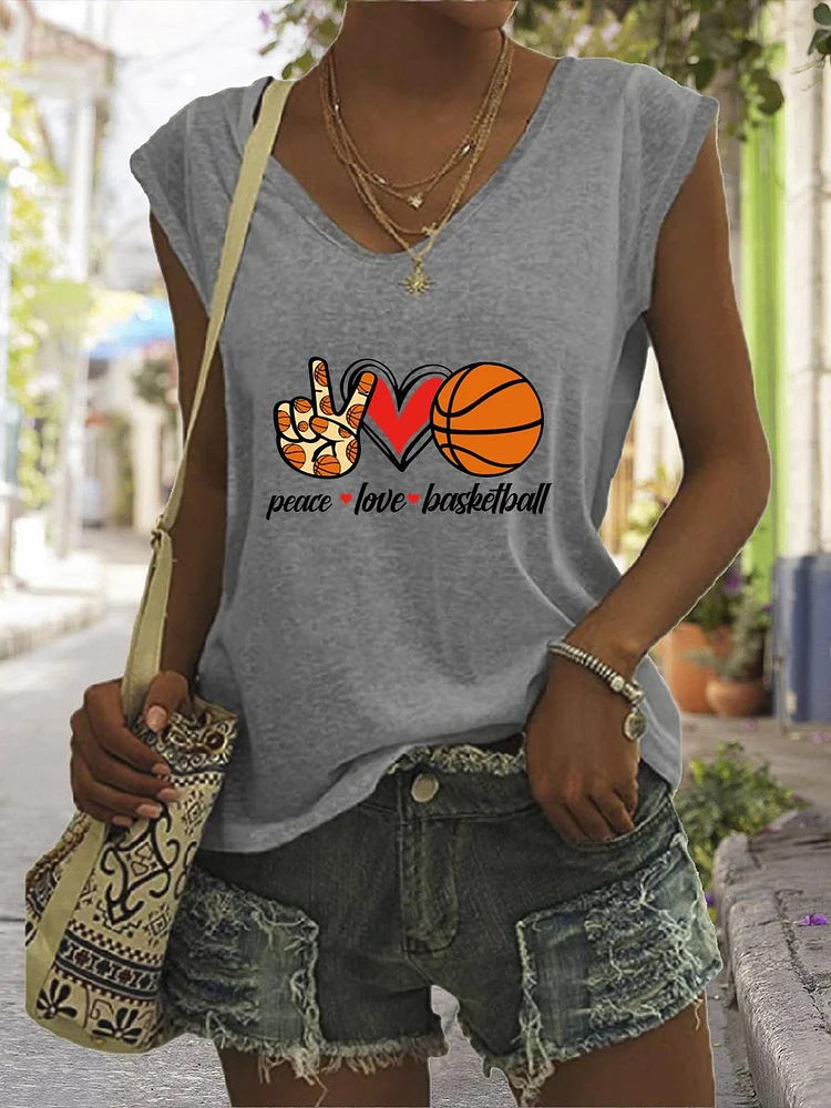basketball V Neck T-shirt Tees-Annaletters
