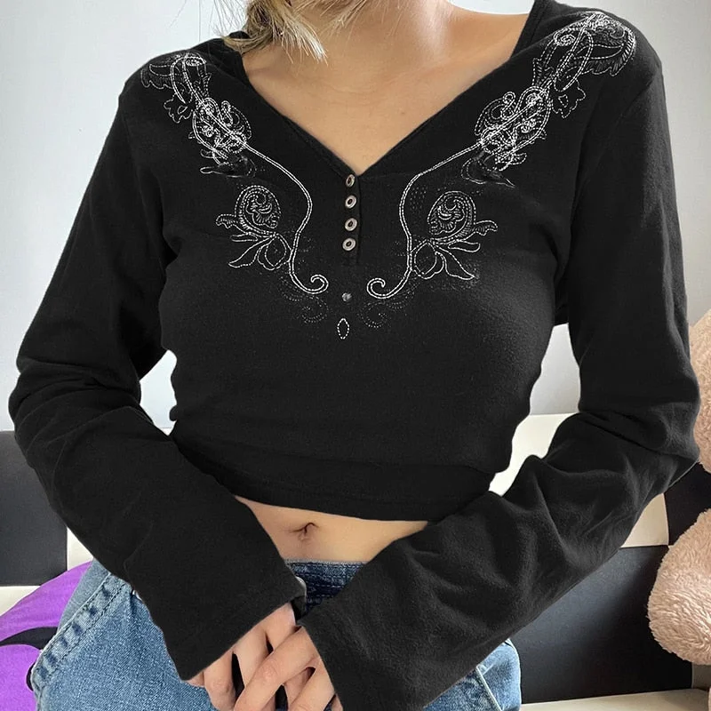 90s Vintage y2k Mall Goth Black Graphic T-shirt Casual Grunge Print Tee Shirt Women Harajuku Fashion Basic T Shirt Streetwear