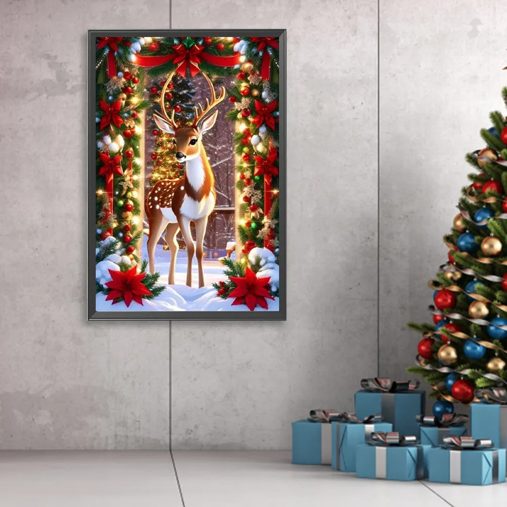 Diamond Painting - Full Round Drill - Christmas Elk(Canvas|40*60cm)