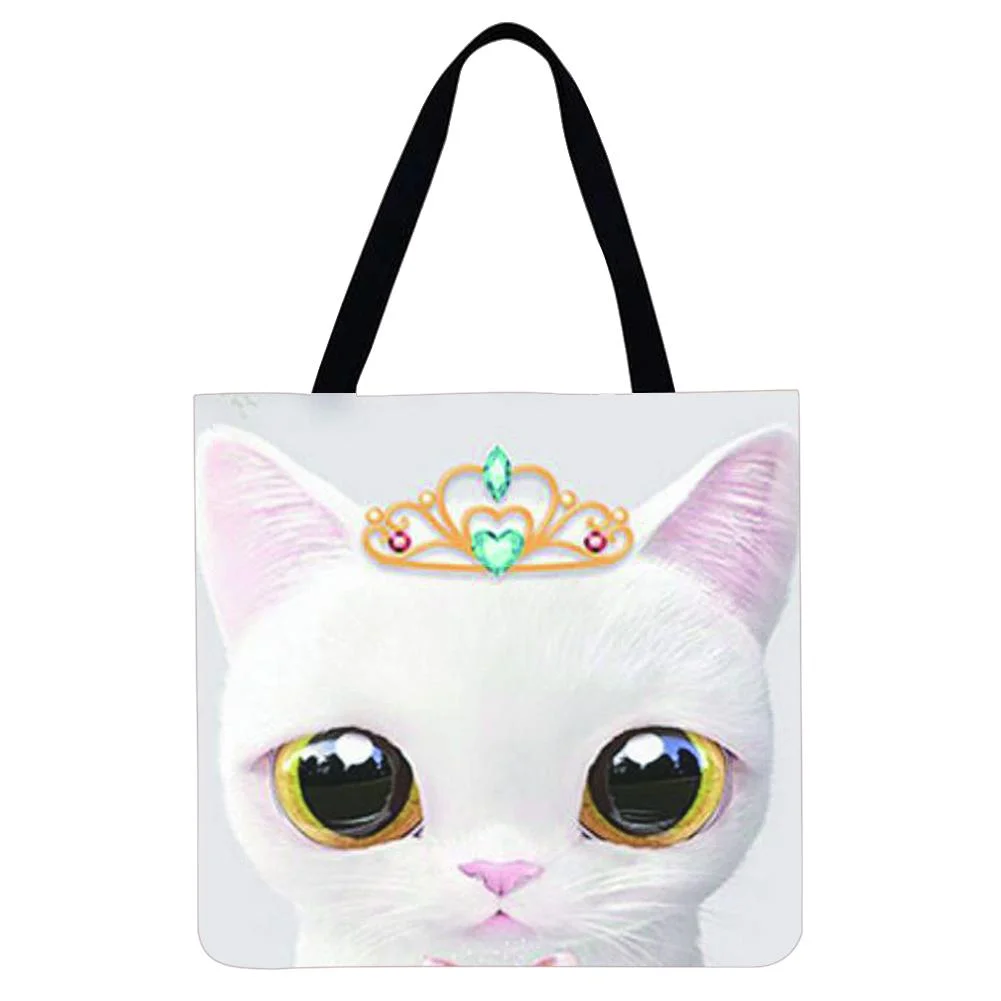 Linen Tote Bag -  Cartoon Cat