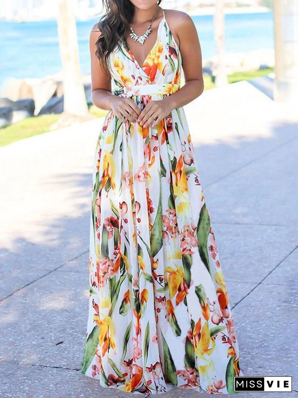 Beach Chic Printed Maxi Slip Dress