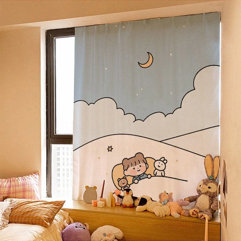Nigikala Kawaii Tapestry Velcro Shading Curtains Background Cloth Hanging Cloth Bedroom Wall Decoration Children Room Layout 2021 New