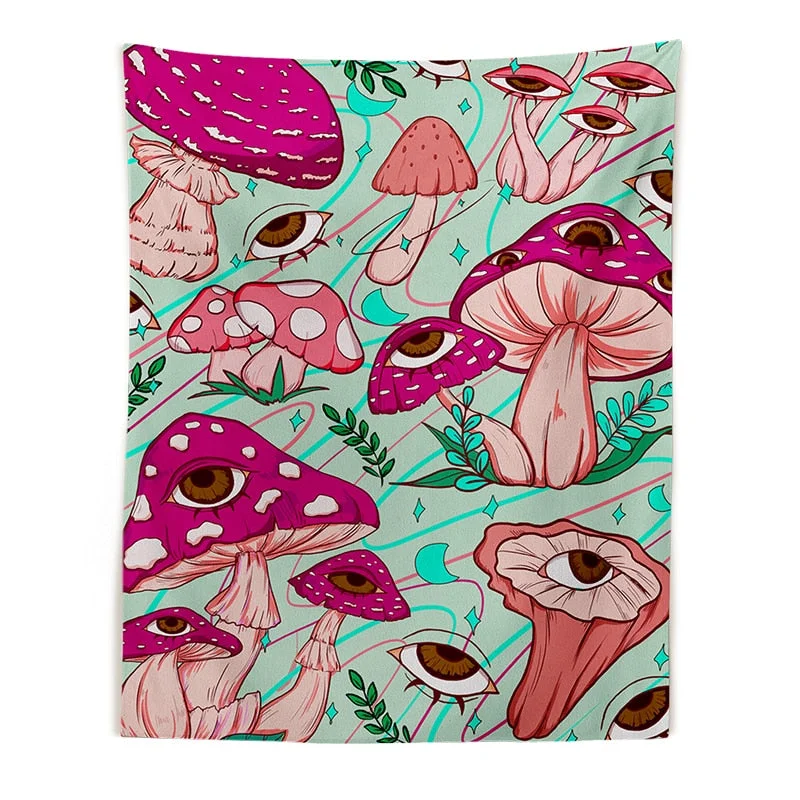 PsychedelicMushroom Tapestry Wall Hanging eyes Tapestries Hippie Home Decor Aesthetic Room Decor Home Tapiz Decoration Mural