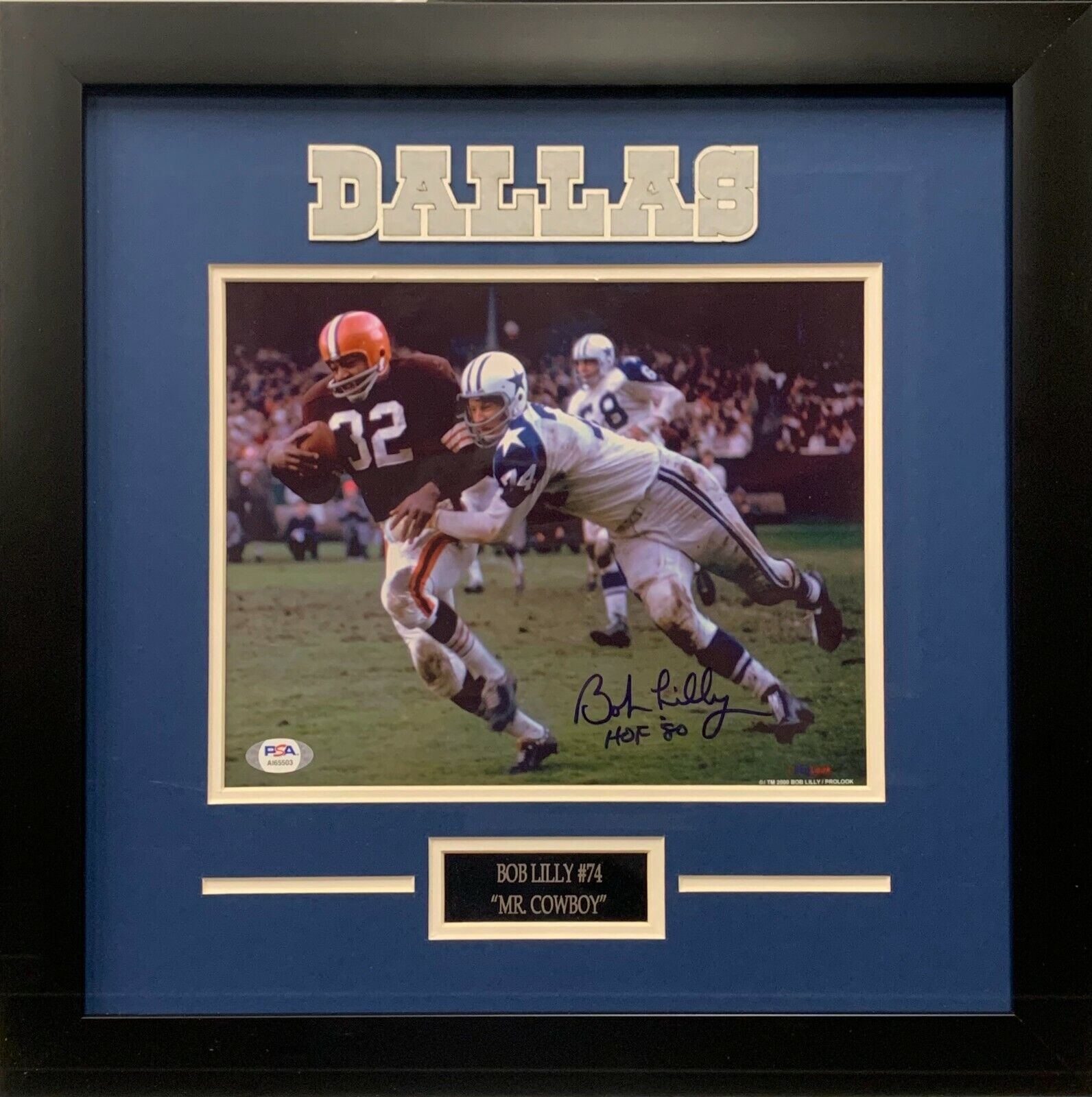 Bob Lilly autographed inscribed framed 8x10 Photo Poster painting NFL Dallas Cowboys PSA COA