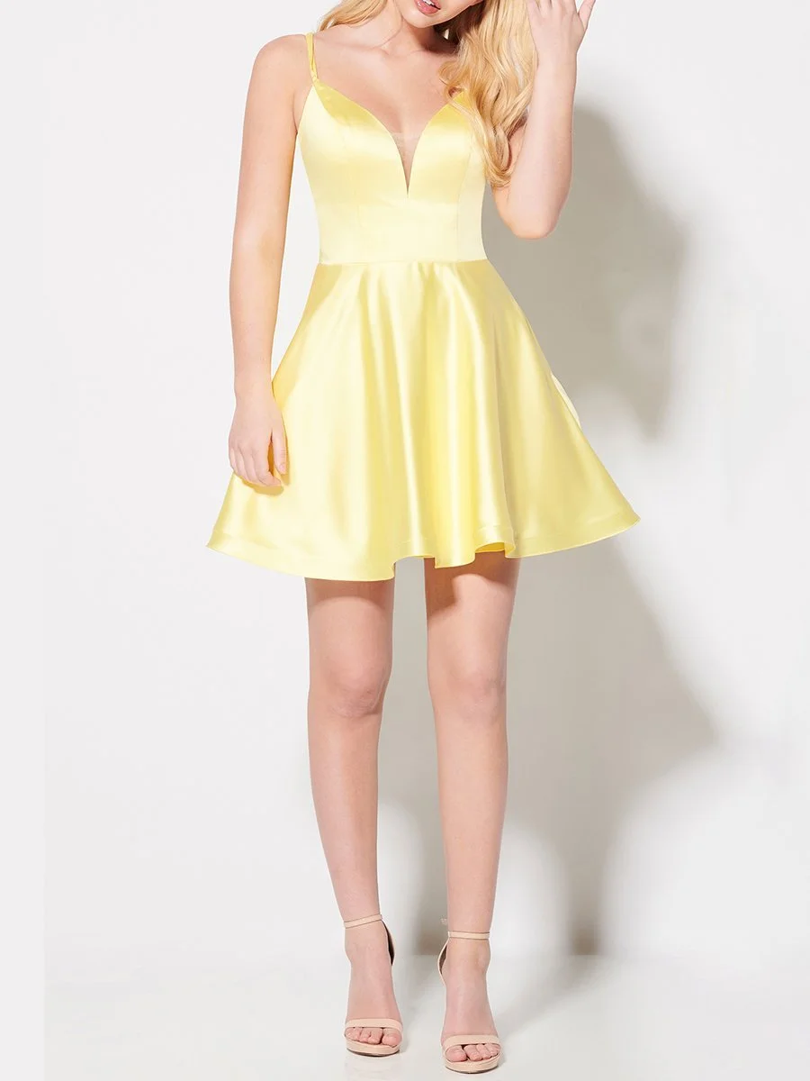 Solid color sexy party mini dress