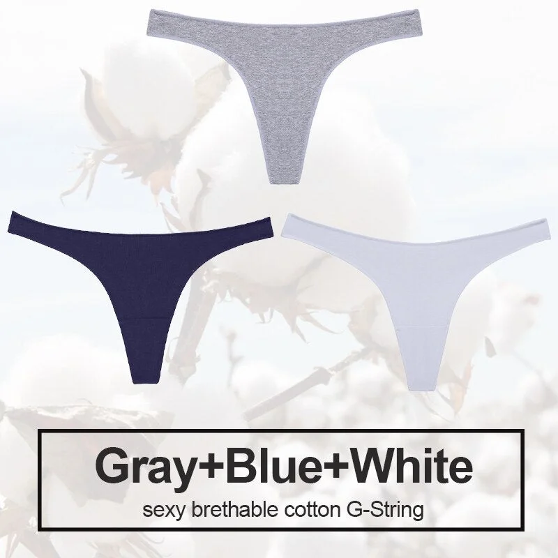 3PCS/Set Sexy Thong Women Panties Cotton Underwear Briefs Women G-String Female Underpants Lingerie Pantys Girls Femme Panties