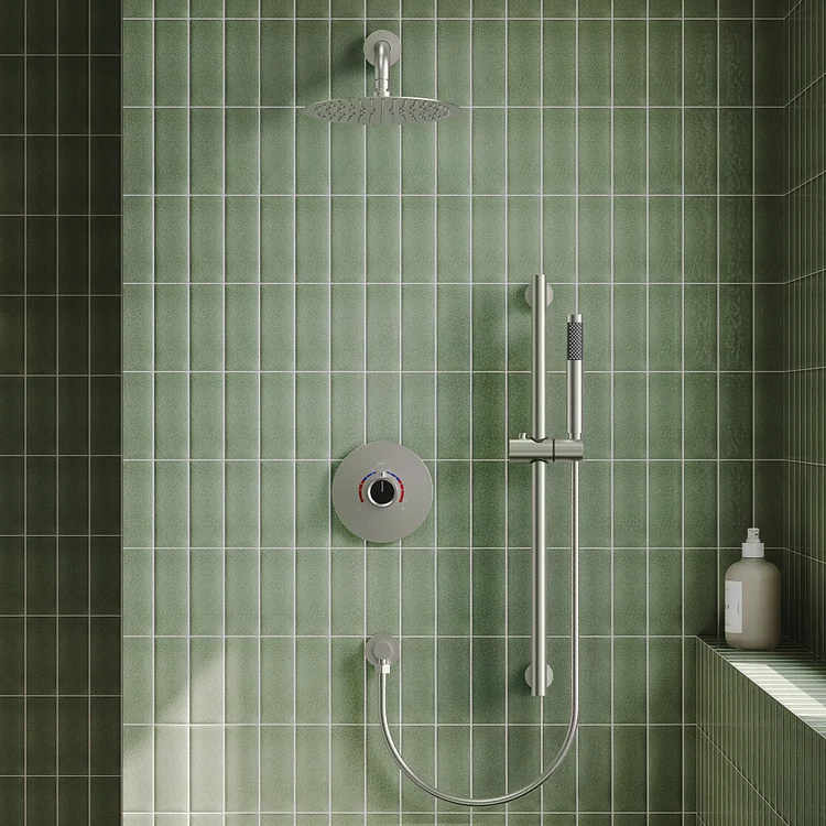 SFS-1013-NK10 EVERSTEIN pressure balancing valve two-function shower system with sliding bar(BRUSHED NICKEL)