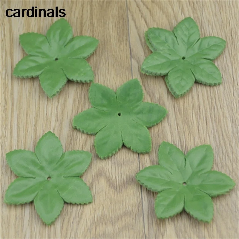 150pcs Artificial Flower Mini Fake Six leaves Green Leaves  Decorative For Wedding Scrapbooking Christmas Tree Decoration
