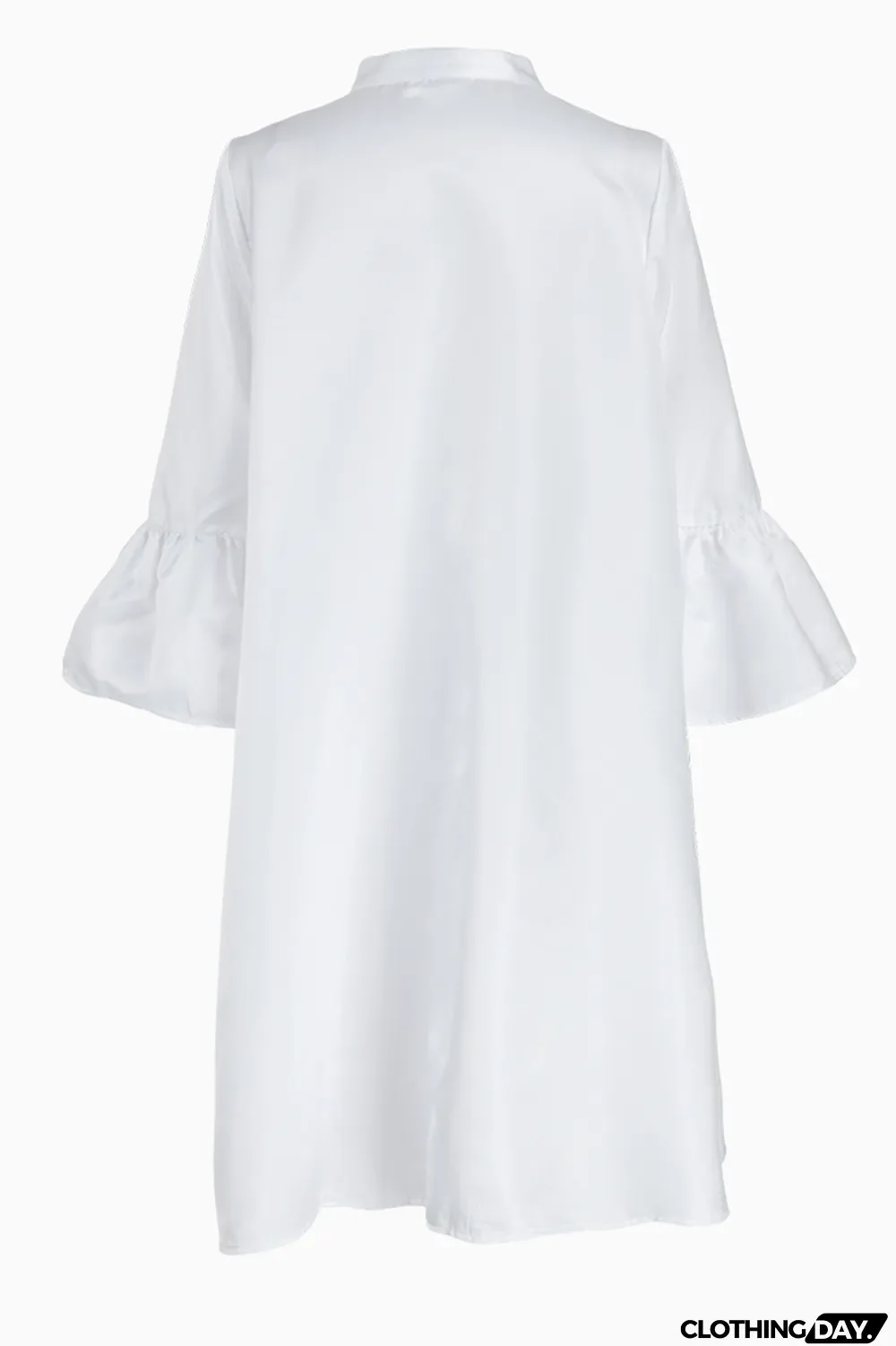 White Casual Solid Flounce O Neck Cake Skirt Dresses