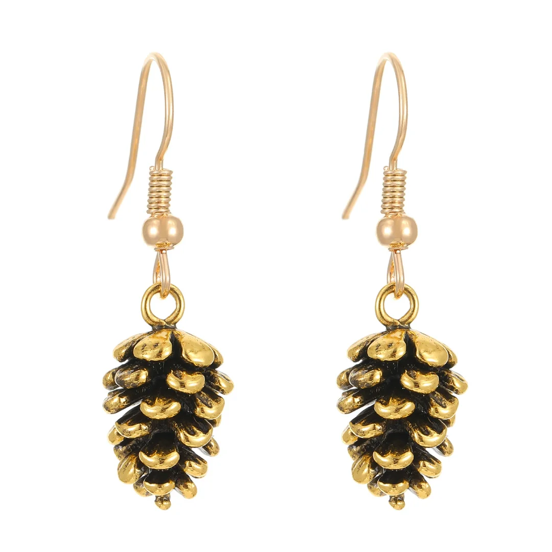 Pinecone Gold-Plated Earrings Necklace