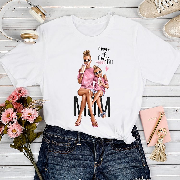 T-shirts Women Printing Girl Spring Summer Mom Mother Mama Love Tshirt Top Lady Graphic Female Print Clothes Tee T-Shirt
