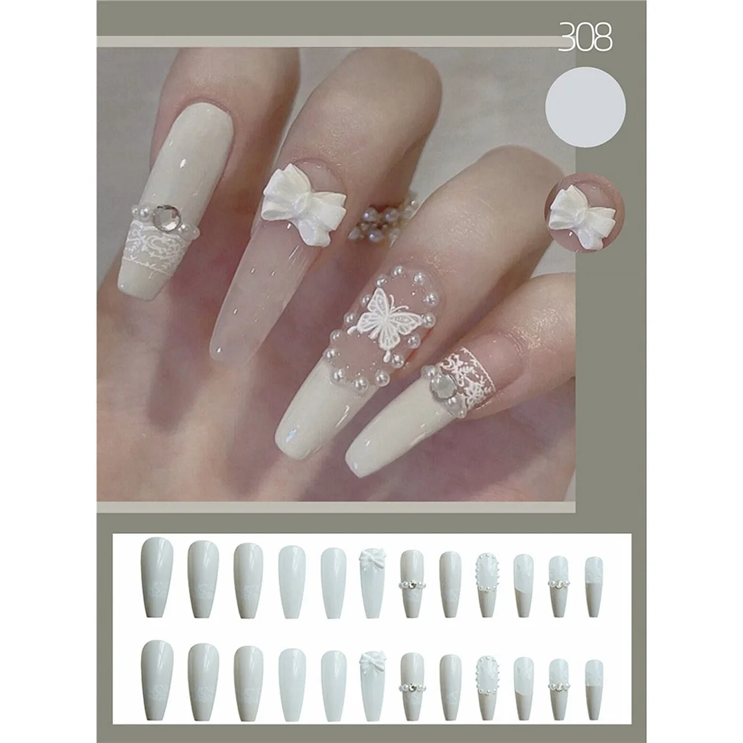 New Artificial Long Coffin Fake Nails Ballerina Manicure Tool Chinese Taiji False Nail Detachable Full Cover Nail Art Accessorie