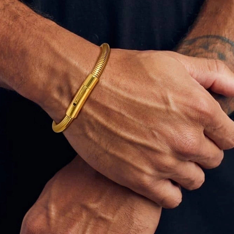 Minimalist Solid Color 201 Stainless Steel Buckle 18K Gold Plated Men’s Bracelets