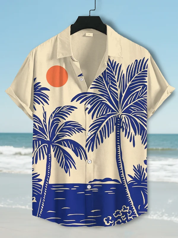 Men's Island Scenery Art Print Shirt