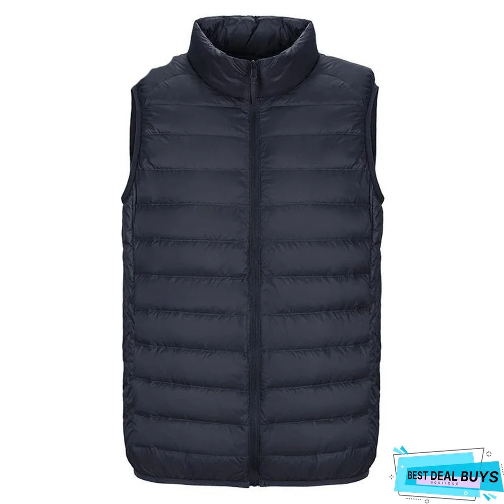 Men's Sleeveless Ultralight 90% White Duck Down Warm Vest Men's Casual Vest Warm Jacket Outwear Waistcoat