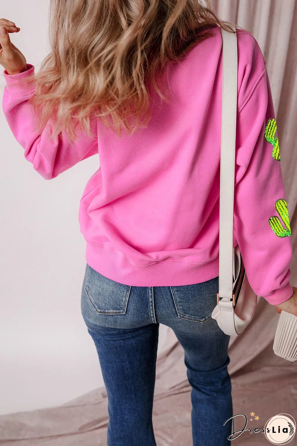 Sequin Cactus Long Sleeve Sweatshirt