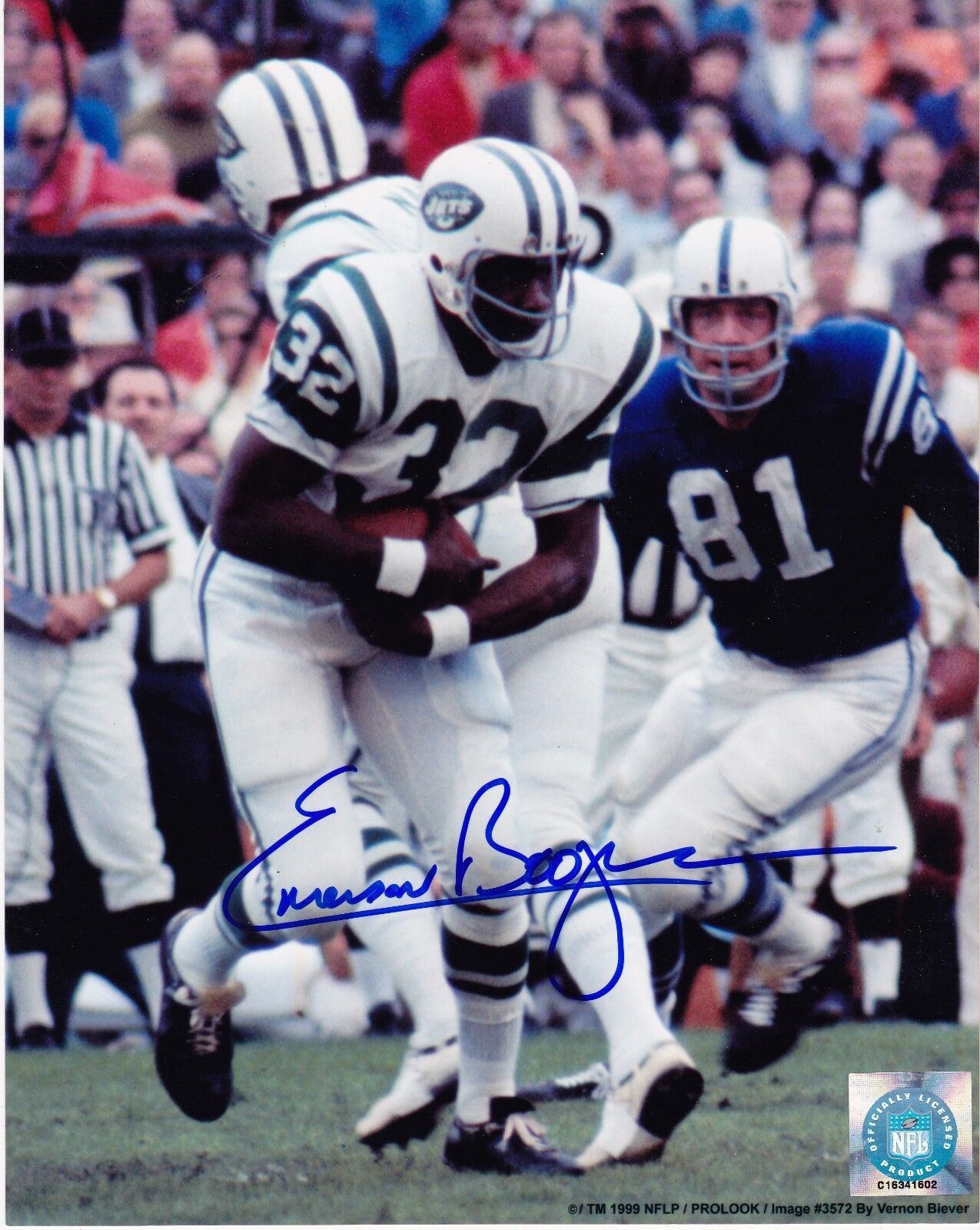 EMERSON BOOZER NEW YORK JETS ACTION SIGNED 8x10