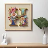 Lettres de fleur H-peinture sp&eacute;ciale partielle au diamant-30 * 30cm
