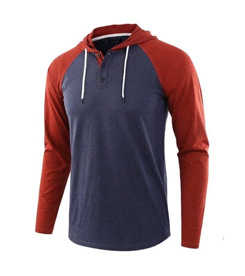 Men Fashion Color Matching Long Sleeves Hoodie S-2XL